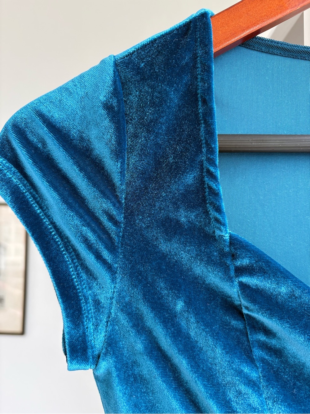 Kimchi Blue Teal Velvet Mini Dress XS Ruched Fit & Flare Y2K Style Cocktail - Picture 4 of 8